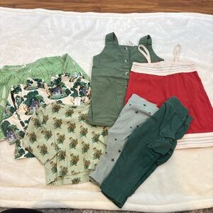 Kate Quinn Lot of 7 Baby Organic Cotton 12-18 months Green Tops Pants Dresses